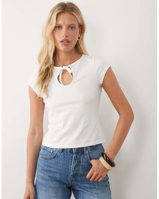 ASOS Natural Keyhole Top With Stud Details