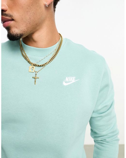 Nike Club – es fleece-sweatshirt mit rundhalsausschnitt in Green für Herren