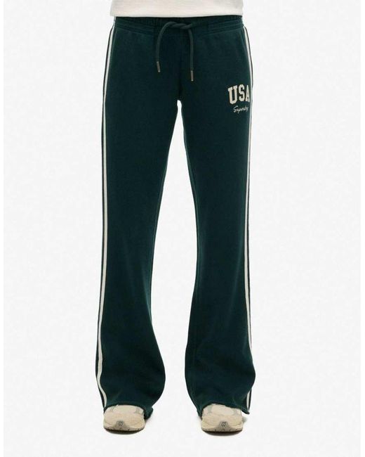 Superdry Green Athletic Essentials Stripe Flare Joggers