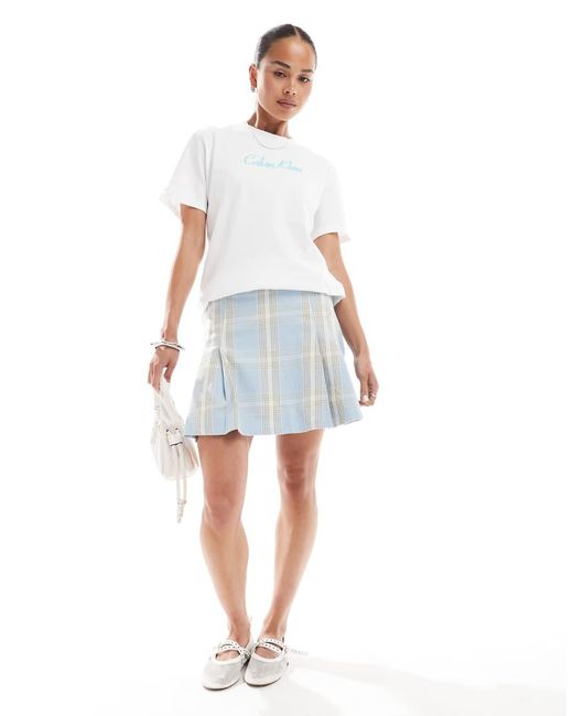 HUGO White Tartan Skirt