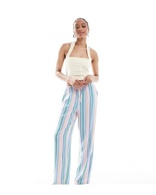 Vero Moda Blue Easy Tie Waist Wide Leg Trousers