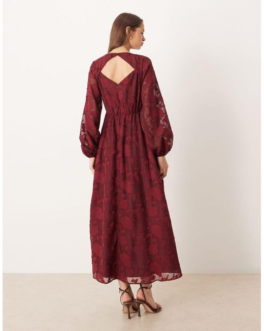 Lovedrobe Red Long Sleeve Keyhole Back Midaxi Dress
