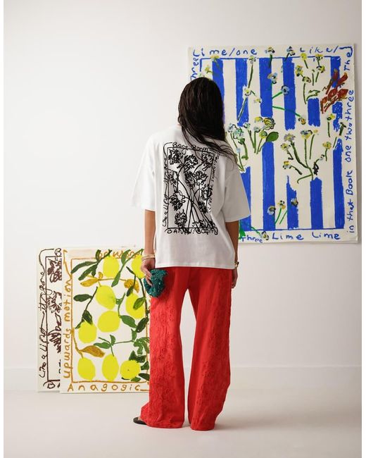 TOPSHOP White Graphic Bradley.b Back Print T-shirt