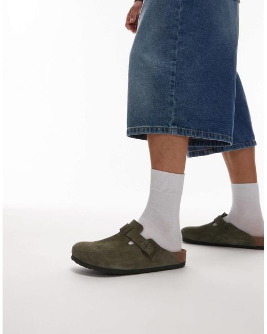 Birkenstock – boston – clogs aus wildleder in Blue für Herren