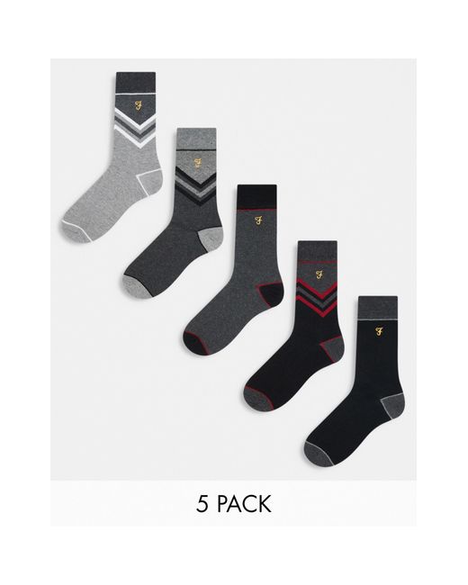 Farah White Bryar 5 Pack Socks for men