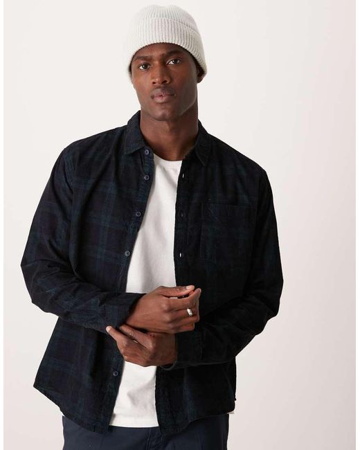 New Look Black Cord Check Shirt for men