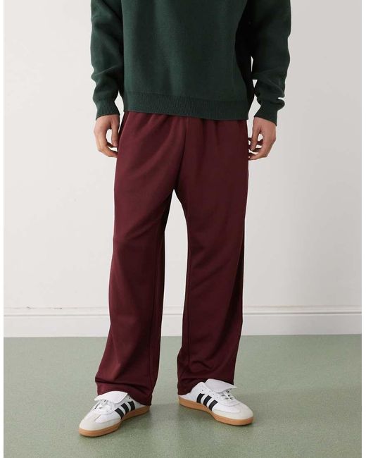 Joggers De Corte Suelto Con Cordón Ajustable Y Rayas En Contraste De -Rojo Prohibited de hombre de color Red