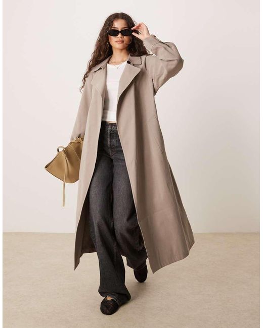 ASOS Gray Waterfall Collar Trench Coat