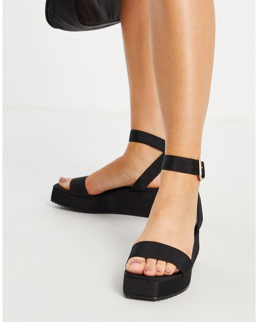 Sandalias negras con plataforma plana tatiana ASOS de color Negro | Lyst