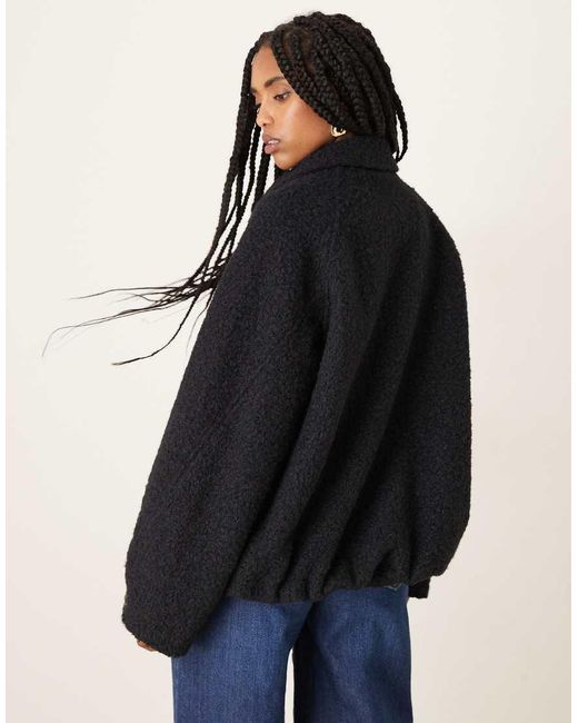 ASOS Black Top Collar Brushed Bomber Jacket