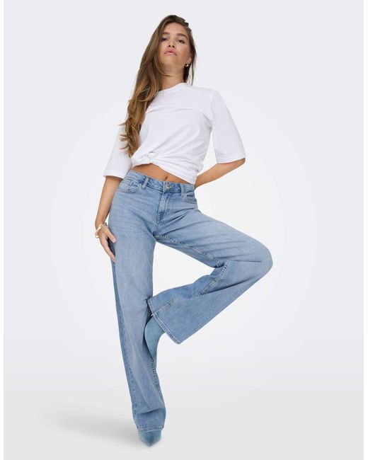 Julles - jean droit taille basse - clair ONLY en coloris Blue