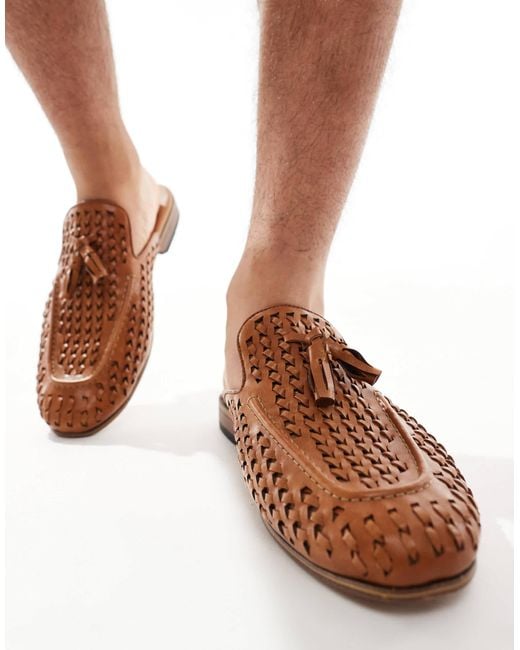 ASOS White Mule Weave Loafers for men