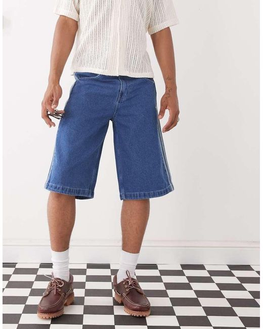 Adidas Originals White Firebird Denim Shorts for men