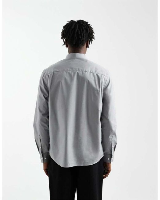 ASOS Gray Regular Fit Smart Poplin Shirt for men