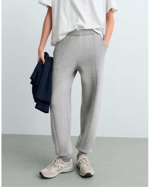 Oysho Gray Cotton-blend Knit joggers