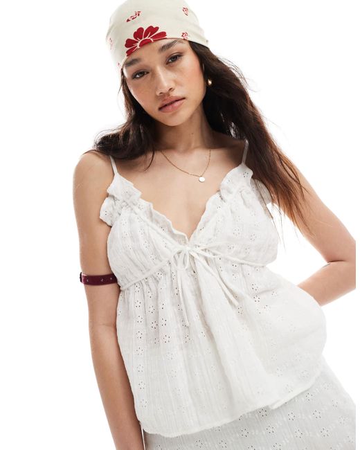 ASOS White Broderie Co-Ord Cami Topin