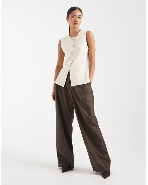ONLY Natural Button Through Knitted Vest