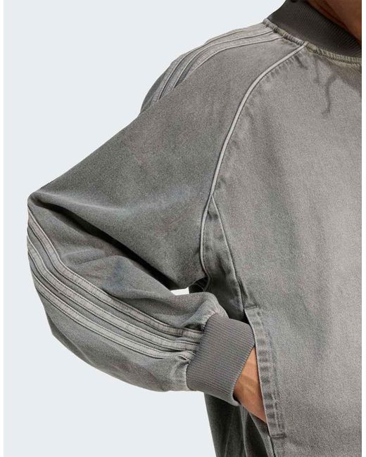 Adidas Originals Gray Sst Adicolor Loose Sst Denim Wash Jacket for men
