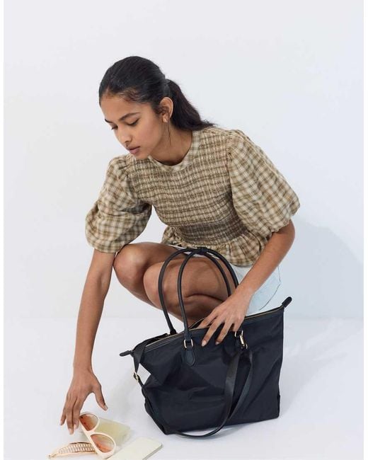 Stradivarius Blue Contrast Crossbody Shopper Bag