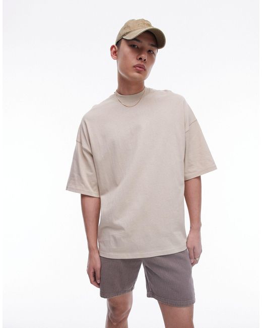 T-shirt ultra oversize - taupe Topman pour homme en coloris Gray