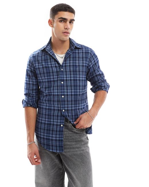 Polo Ralph Lauren – kariertes hemd aus angerautem performance-twill in Blue für Herren