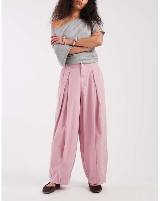 Miss Selfridge Pink Casual Barrel Leg Trouser