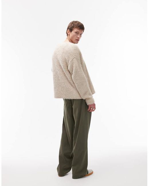 Topman Green Baggy Fit Chino Twill Trouser for men