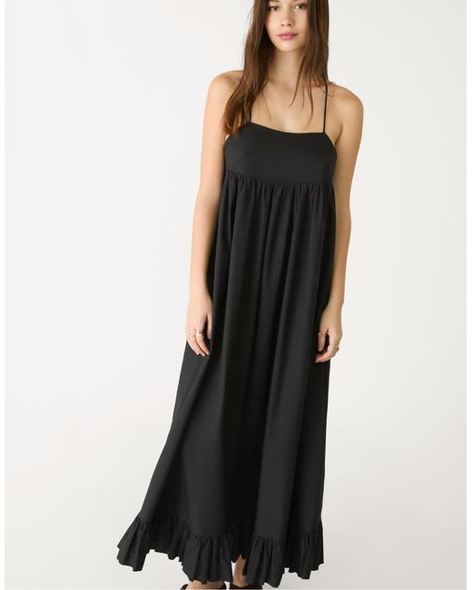 Stradivarius Black Long Poplin Dress