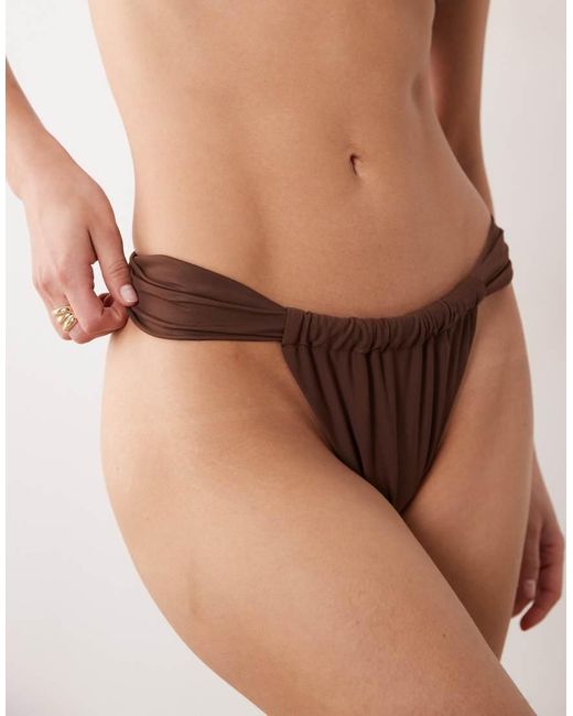 Miss Selfridge Natural High Leg Bikini Bottom