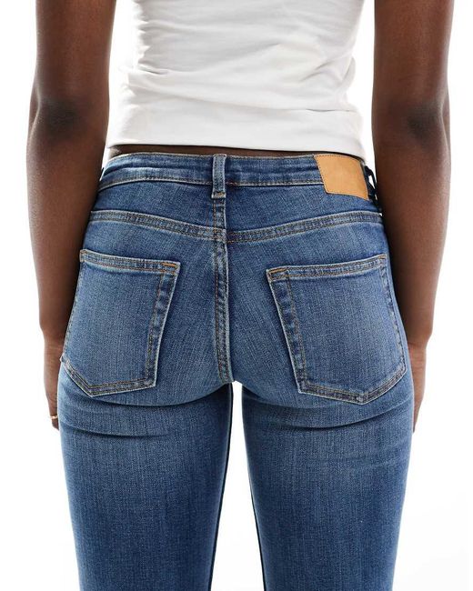 Monki Blue Katsumi Low Rise Flared Leg Jeans
