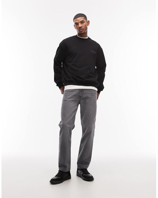 AllSaints Blue Xander Crewneck Logo Sweatshirt for men