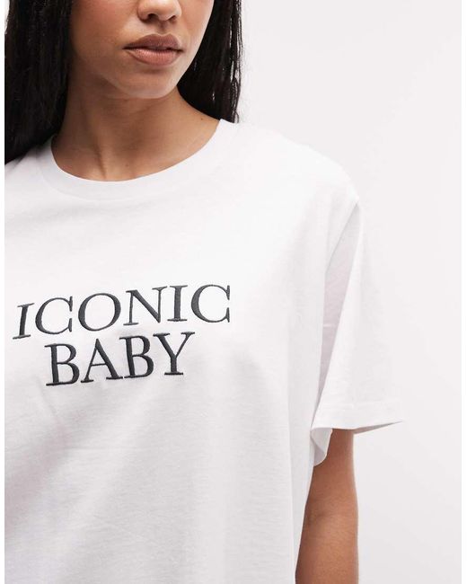 ASOS Blue Longline Oversized T-Shirt With Iconic Slogan