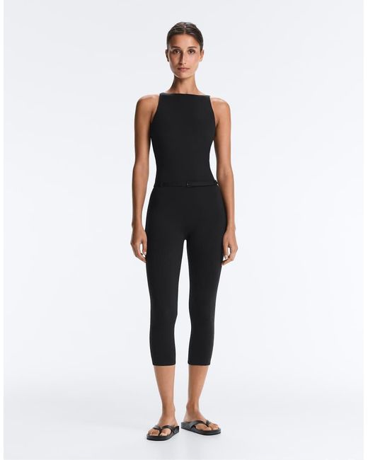 Oysho Blue Comfortlux Capri Jumpsuit With Belt