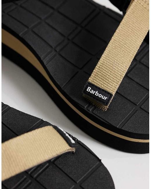 Barbour Black Mila Tartan Sandals
