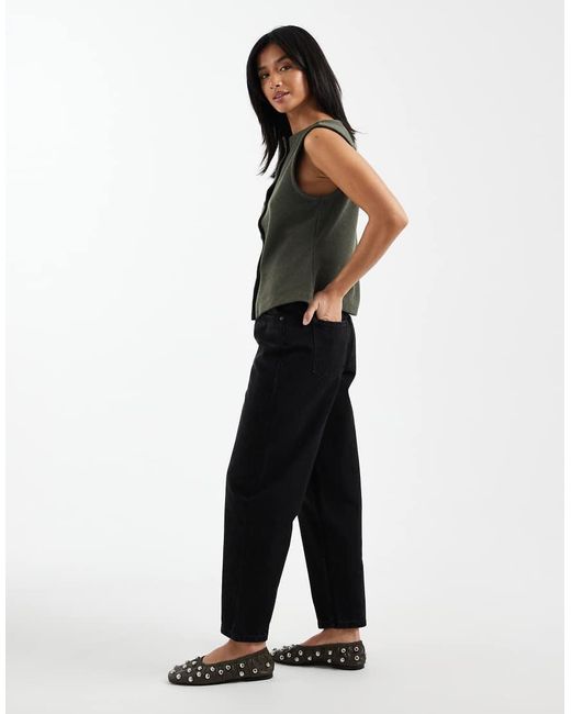 ASOS Black Asos Design Petite High Rise Relaxed Mom Jeans