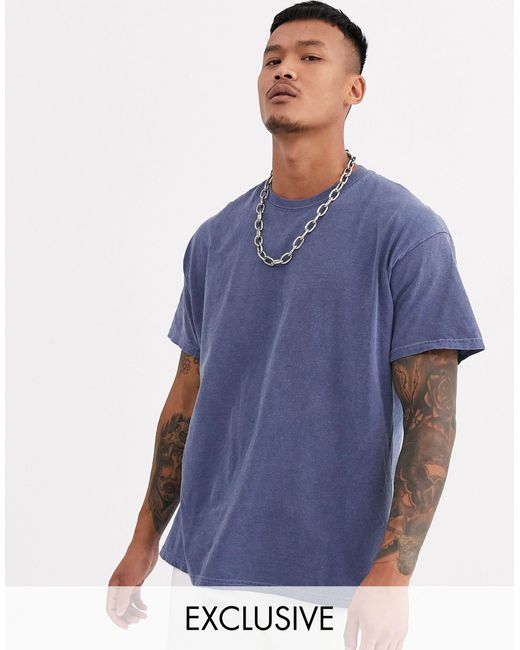 Reclaimed (vintage) Inspired Oversized Overdye T-shirt in Blue for Men |  Lyst UK