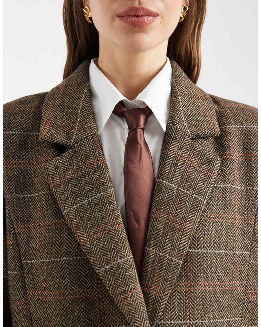 ONLY Brown Checked Blazer Coat