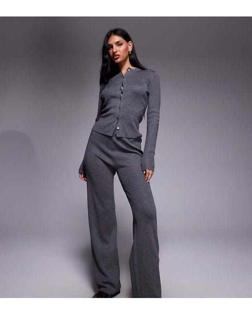Kaiia Gray Exclusive Fine Knit Wide Leg Trousers Co-Ord