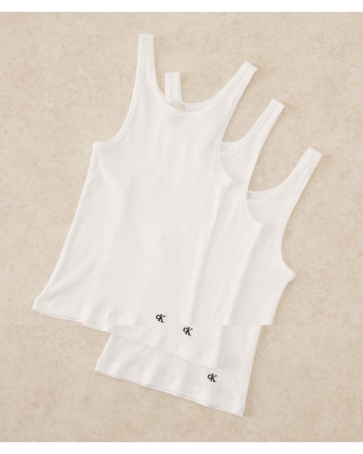 Calvin Klein Natural 3 Pack Scoop Neck Vest Top