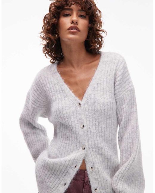 ASOS Purple Knitted Slouchy Cardigan With Wool