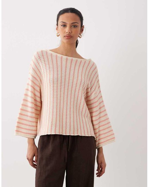 ASOS Natural Knitted Open Stitch Beach Jumper