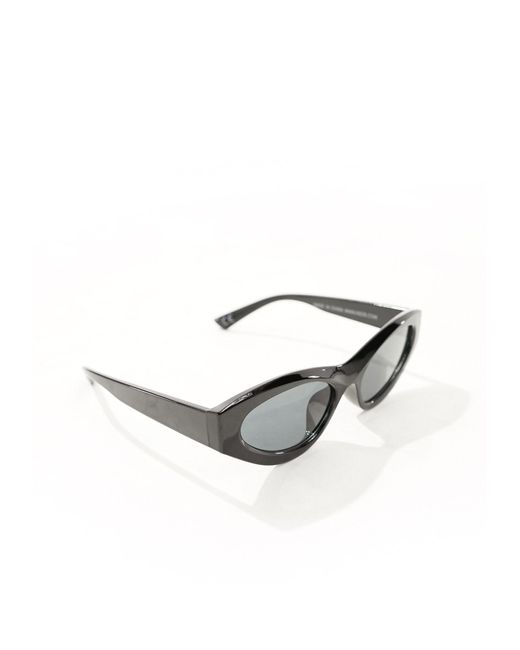 ASOS Black Cat Eye Racer Sunglasses With Bevelled Frames for men