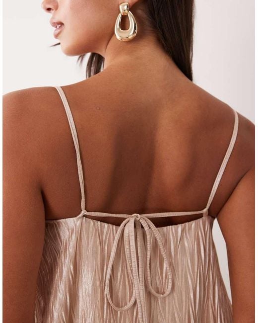 ASOS Natural Zigzag Plisse Tiered Trapeze Maxi Dress
