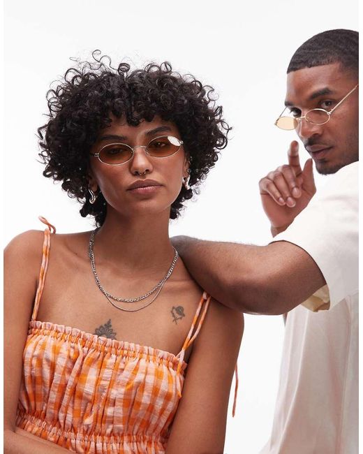 Le Specs Brown Love Train Slim Oval Sunglasses