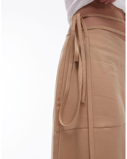 TOPSHOP Brown Hanky Hem Asymmetric Skirt
