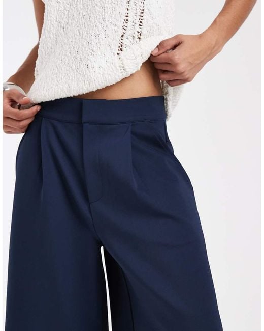 ASOS Blue Slinky Twill Tailored Bermuda Shorts