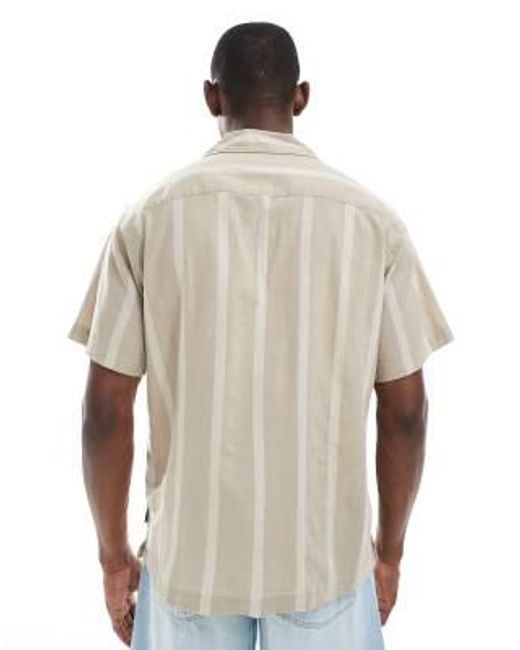 Chemise rayée en lin mélangé Jack & Jones pour homme en coloris White