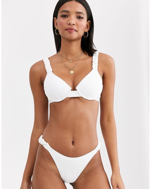 ribbed high leg bikini bottoms