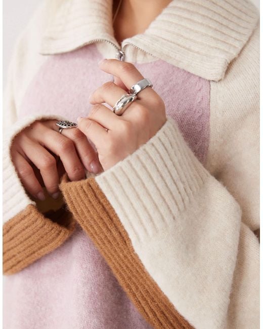 Monki Multicolor Half Zip Color Block Sweater