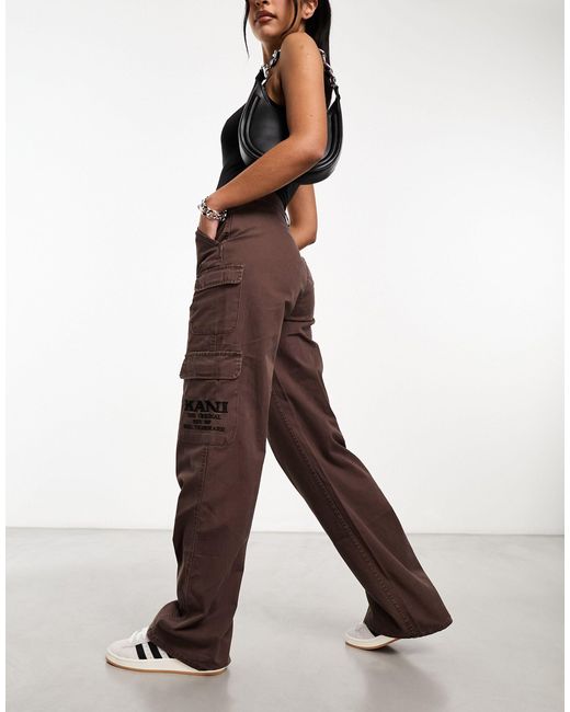 Pantalones cargo con lavado marrón Karlkani de color Brown